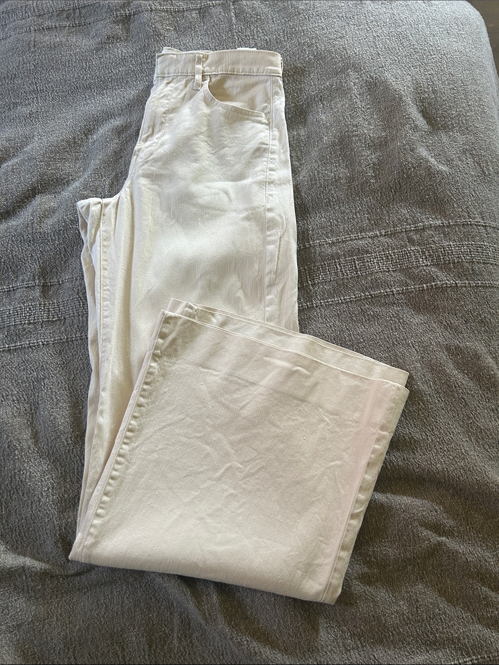 Banana Republic Wide leg linen blend pants | Cream